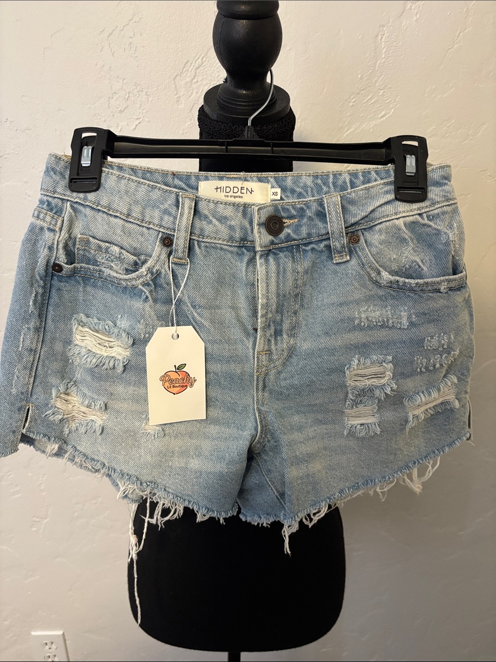 Hidden Light Blue Distressed Denim Shorts — Women's